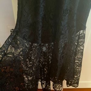 Black Lace High Neck Fishtail Midaxi Dress